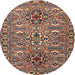 Round Traditional Light French Beige Brown Persian Rug, tr2349