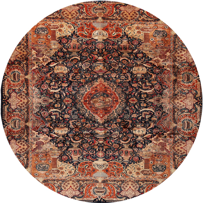 Round Traditional Brown Persian Rug, tr234