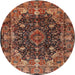 Round Traditional Brown Persian Rug, tr234