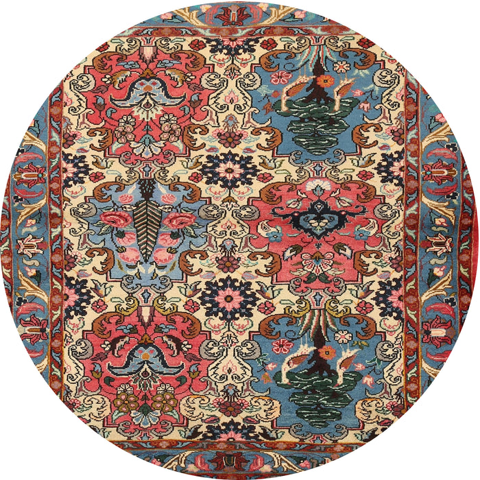 Round Traditional Saffron Red Persian Rug, tr2350