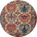 Round Traditional Saffron Red Persian Rug, tr2350