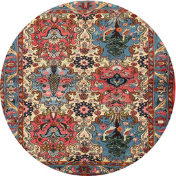 Square Machine Washable Traditional Saffron Red Rug, wshtr2350