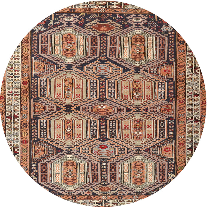 Round Traditional Red Brown Persian Rug, tr2351