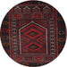 Round Traditional Burgundy Brown Persian Rug, tr2352