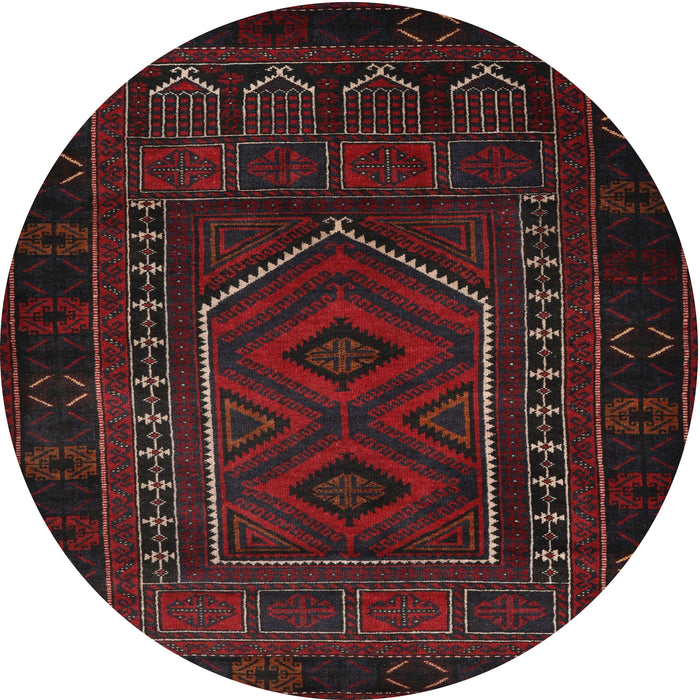 Square Machine Washable Traditional Burgundy Brown Rug, wshtr2352