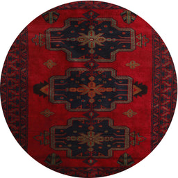 Square Machine Washable Traditional Tomato Red Rug, wshtr2353