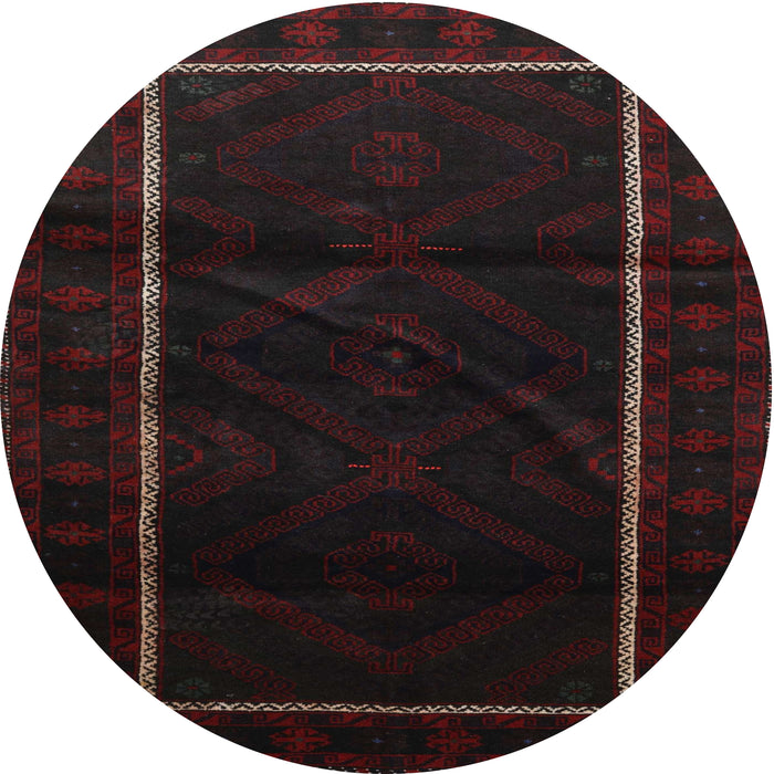Round Traditional Charcoal Black Persian Rug, tr2354