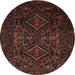 Round Traditional Dark Brown Persian Rug, tr2359