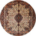 Square Machine Washable Traditional Camel Brown Rug, wshtr235