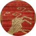 Round Traditional Red Animal Rug, tr2361