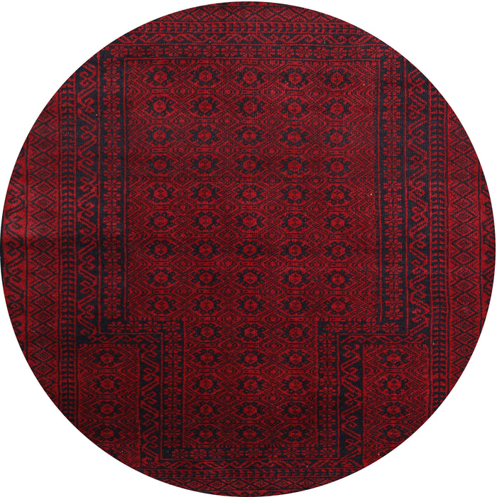 Round Traditional Dark Scarlet Red Persian Rug, tr2362