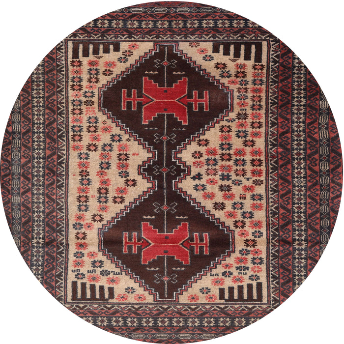 Round Traditional Dark Almond Brown Persian Rug, tr2364
