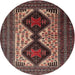 Round Traditional Dark Almond Brown Persian Rug, tr2364
