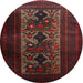 Round Traditional Reddish Brown Persian Rug, tr2366