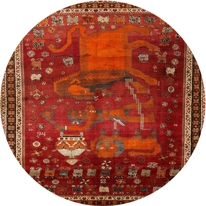 Square Machine Washable Traditional Red Rug, wshtr2368