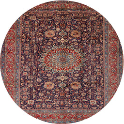 Square Machine Washable Traditional Orange Salmon Pink Rug, wshtr236