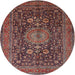 Round Traditional Orange Salmon Pink Medallion Rug, tr236