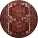 Round Traditional Chestnut Brown Persian Rug, tr2371