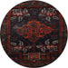 Round Traditional Burgundy Brown Persian Rug, tr2372