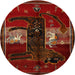 Round Traditional Dark Sienna Brown Animal Rug, tr2375