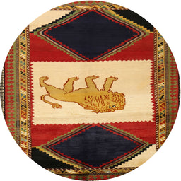 Square Machine Washable Traditional Gold Rug, wshtr2376