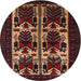 Round Traditional Sienna Brown Persian Rug, tr2377