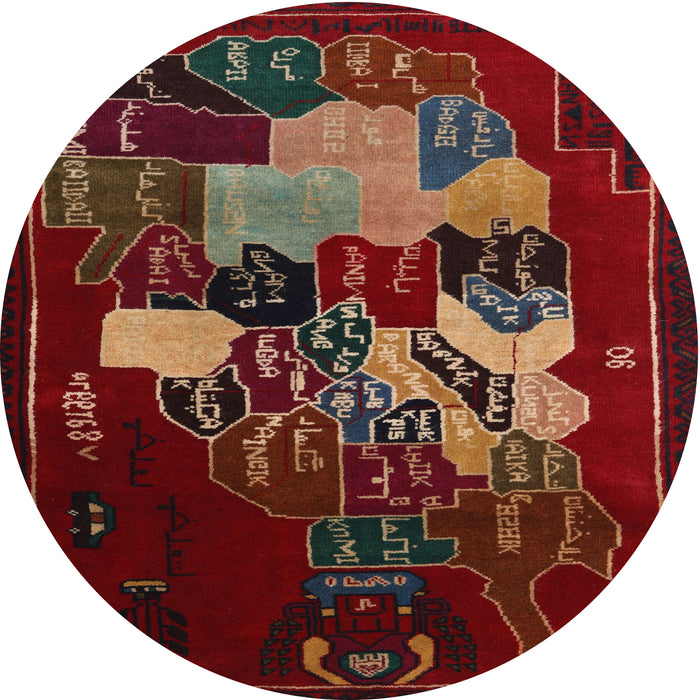 Round Traditional Reddish Brown Persian Rug, tr2378