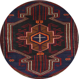 Round Traditional Charcoal Gray Persian Rug, tr2379