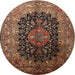 Round Traditional Bronze Brown Medallion Rug, tr237