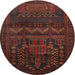 Round Traditional Dark Sienna Brown Persian Rug, tr2381