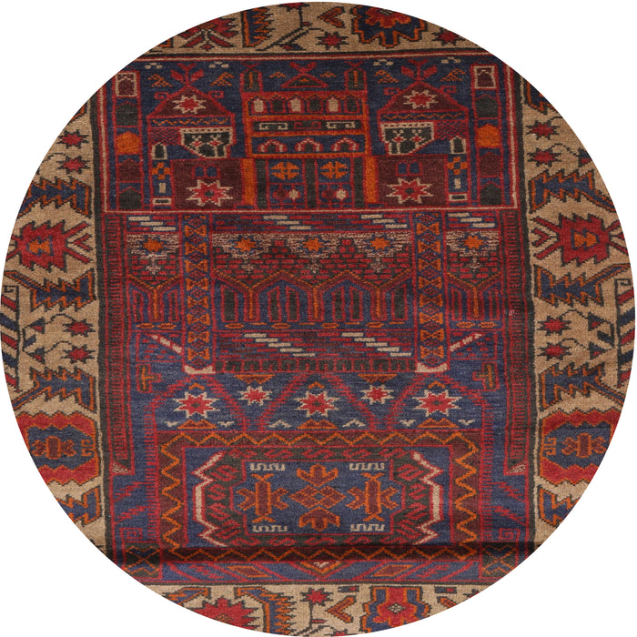 Round Traditional Chestnut Brown Persian Rug, tr2382