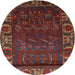 Round Traditional Chestnut Brown Persian Rug, tr2382
