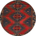 Round Traditional Cranberry Red Persian Rug, tr2383