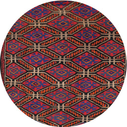 Round Traditional Rosy Purple Southwestern Rug, tr2385