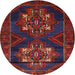 Round Traditional Red Persian Rug, tr2386