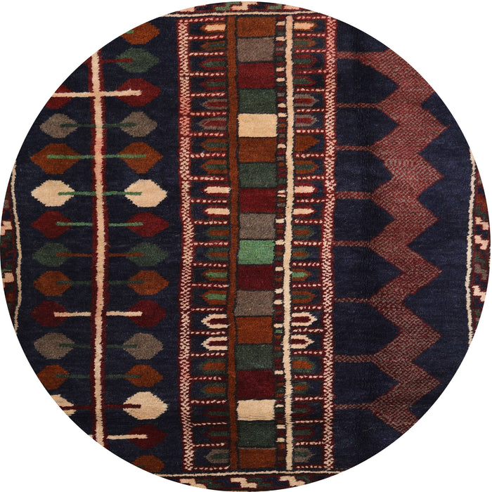 Round Traditional Dark Scarlet Red Southwestern Rug, tr2387