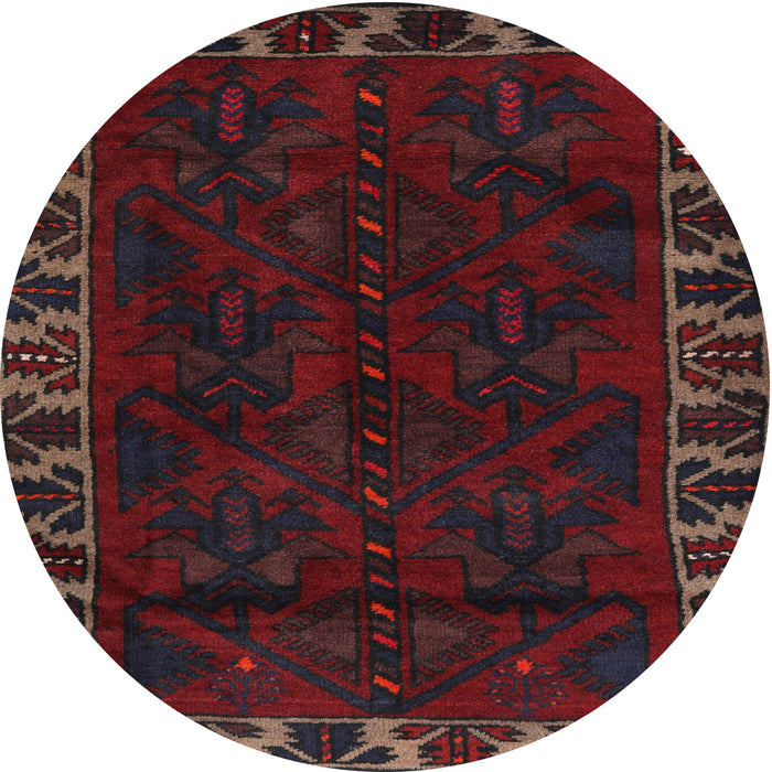 Round Traditional Wine Red Persian Rug, tr2388