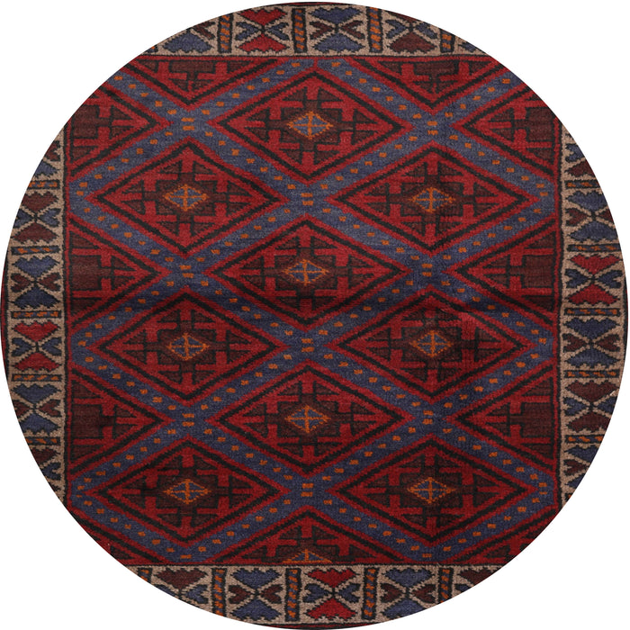 Round Traditional Saffron Red Persian Rug, tr2389