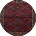 Round Traditional Saffron Red Persian Rug, tr2389