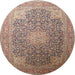 Round Traditional Light French Beige Brown Medallion Rug, tr238