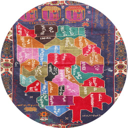 Square Machine Washable Traditional Dark Raspberry Purple Rug, wshtr2390
