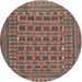 Round Traditional Red Persian Rug, tr2391
