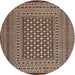 Square Machine Washable Traditional Bakers Brown Rug, wshtr2392