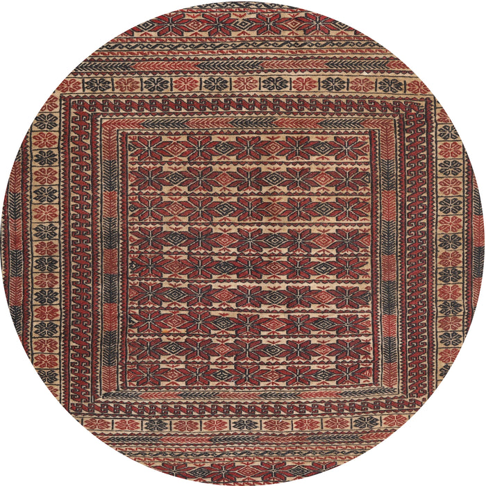 Square Machine Washable Traditional Orange Salmon Pink Rug, wshtr2394