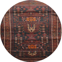 Square Machine Washable Traditional Chestnut Brown Rug, wshtr2399