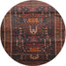 Round Traditional Chestnut Brown Persian Rug, tr2399