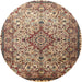 Round Traditional Dark Sienna Brown Medallion Rug, tr239