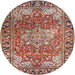 Round Traditional Light French Beige Brown Medallion Rug, tr23