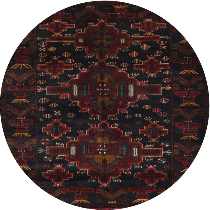 Square Machine Washable Traditional Burgundy Brown Rug, wshtr2402