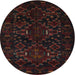 Round Traditional Burgundy Brown Persian Rug, tr2402